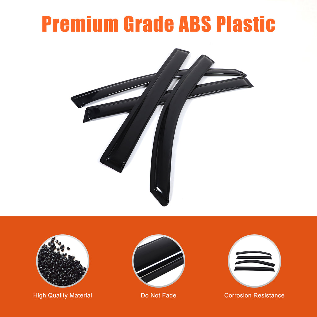 4pcs Original Window Visors Compatible with 2016–2022 Honda Pilot Extra Durable Tape-on, UV Protection Rain Guard, Dark Smoke, In-Channel Style, Original Vent Wind Deflector