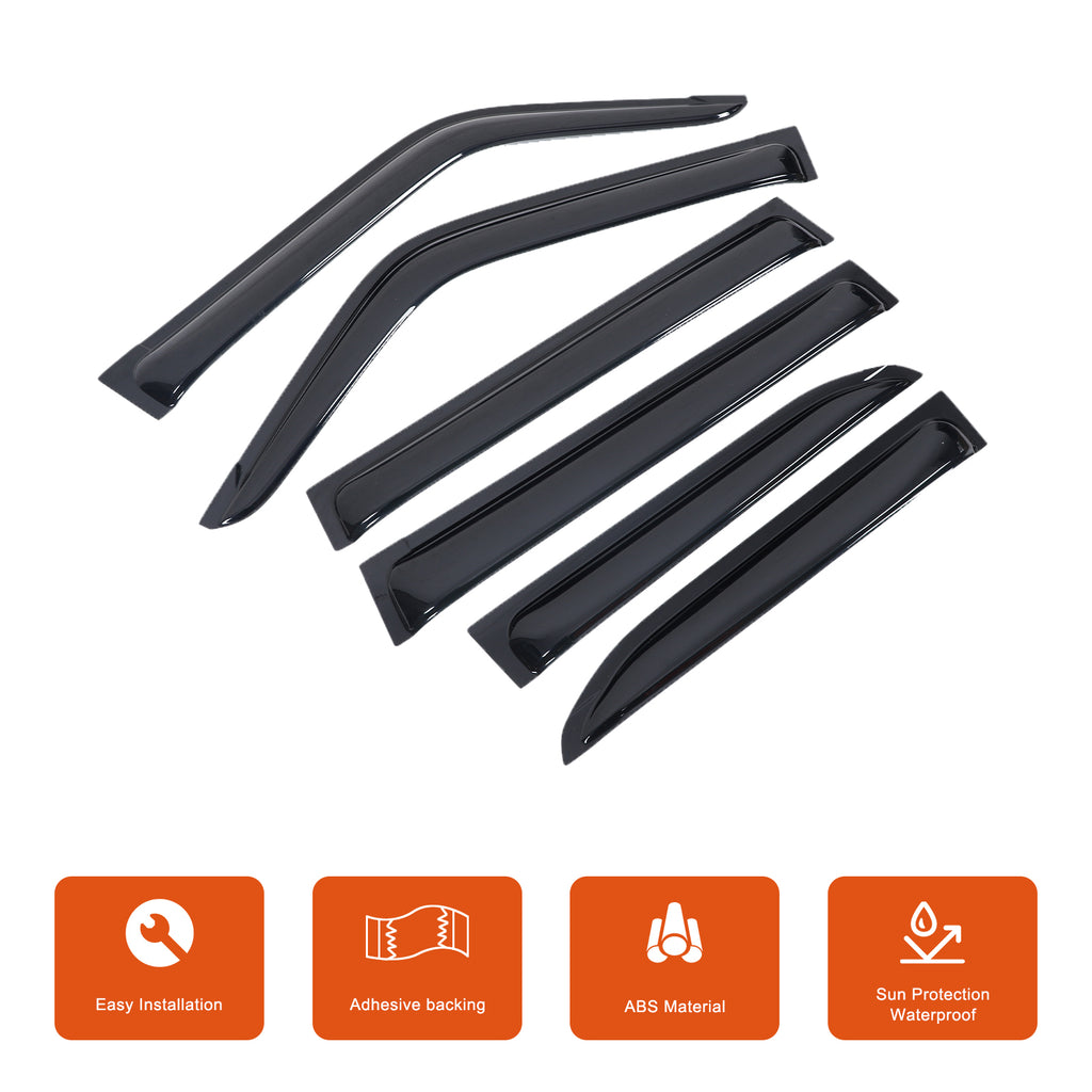 4pcs Original Window Visors Compatible with 2024+ Toyota Prado / Lexus GX Extra Durable Tape-on, UV Protection Rain Guard, Dark Smoke, In-Channel Style, Original Vent Wind Deflector