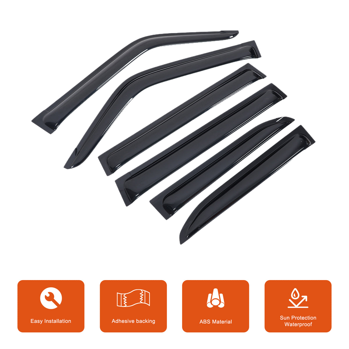 4pcs Original Window Visors Compatible with 2024+ Toyota Prado / Lexus GX Extra Durable Tape-on, UV Protection Rain Guard, Dark Smoke, In-Channel Style, Original Vent Wind Deflector