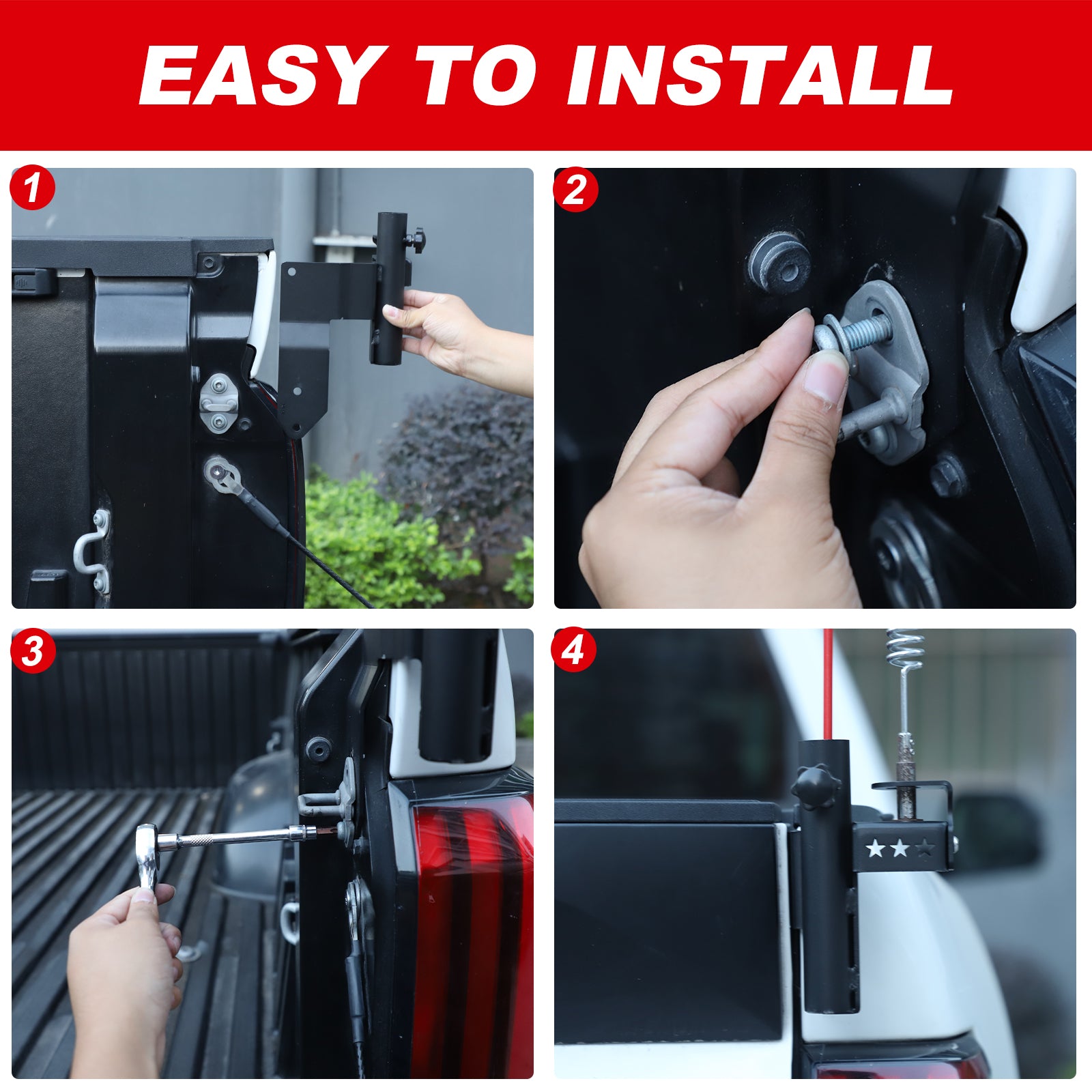 Right Side Tailgate Antenna Flag Pole Mount Bracket Compatible with Toyota Tundra 2022-2026+