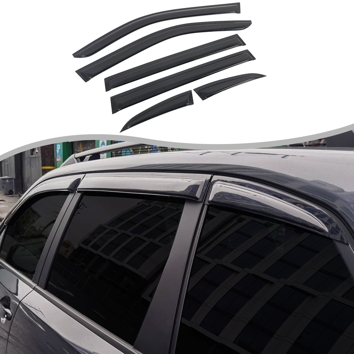 4pcs Original Window Visors Compatible with 25+ Subaru Forester Extra Durable Tape-on, UV Protection Rain Guard, Dark Smoke, In-Channel Style, Original Vent Wind Deflector