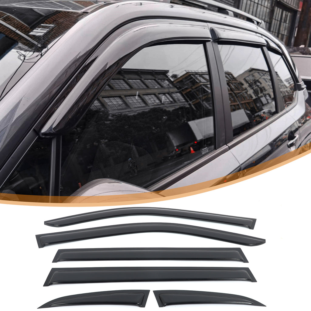 4pcs Original Window Visors Compatible with 25+ Subaru Forester Extra Durable Tape-on, UV Protection Rain Guard, Dark Smoke, In-Channel Style, Original Vent Wind Deflector