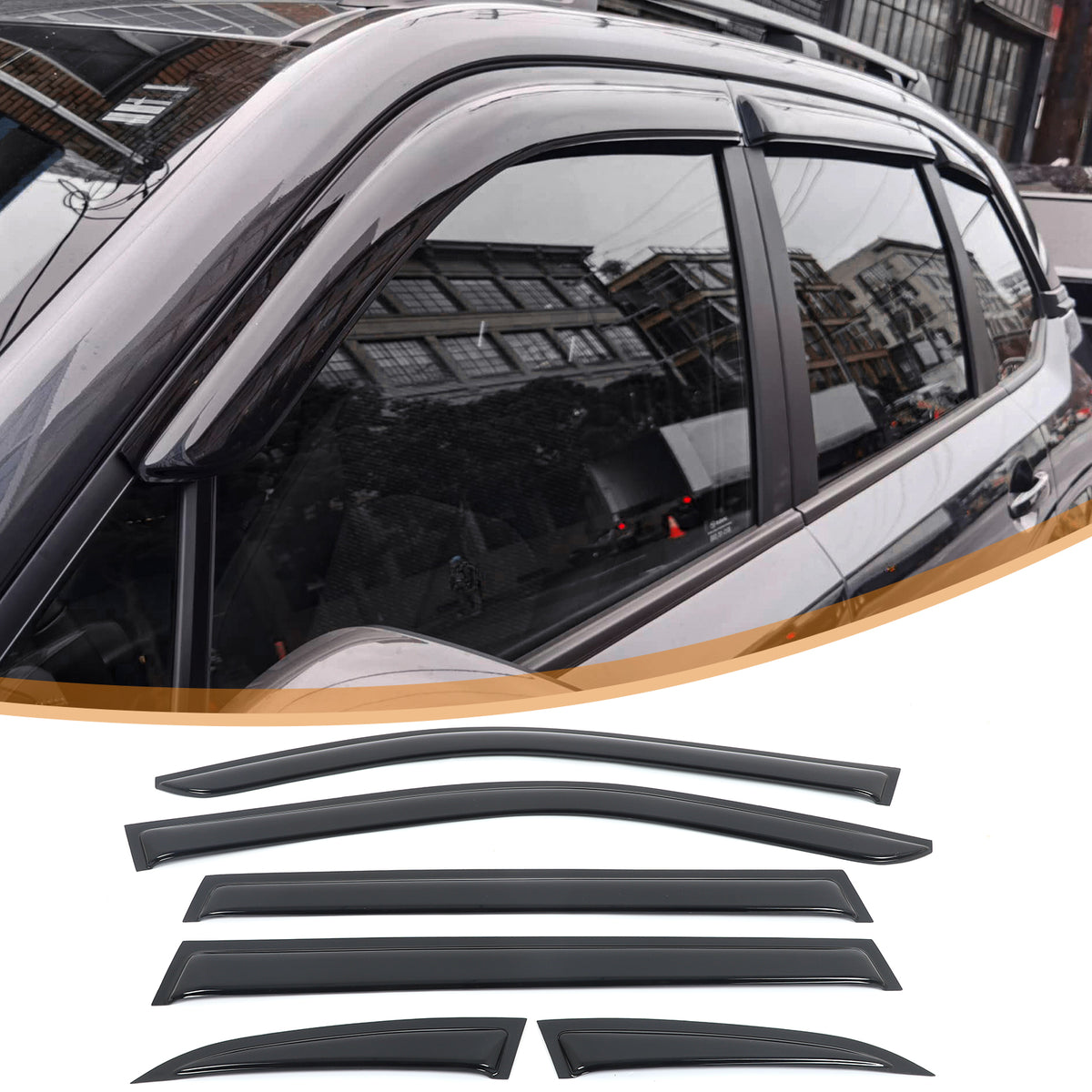 4pcs Original Window Visors Compatible with 25+ Subaru Forester Extra Durable Tape-on, UV Protection Rain Guard, Dark Smoke, In-Channel Style, Original Vent Wind Deflector
