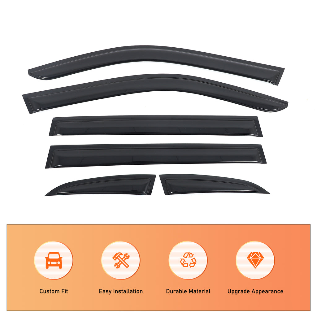 4pcs Original Window Visors Compatible with 25+ Subaru Forester Extra Durable Tape-on, UV Protection Rain Guard, Dark Smoke, In-Channel Style, Original Vent Wind Deflector