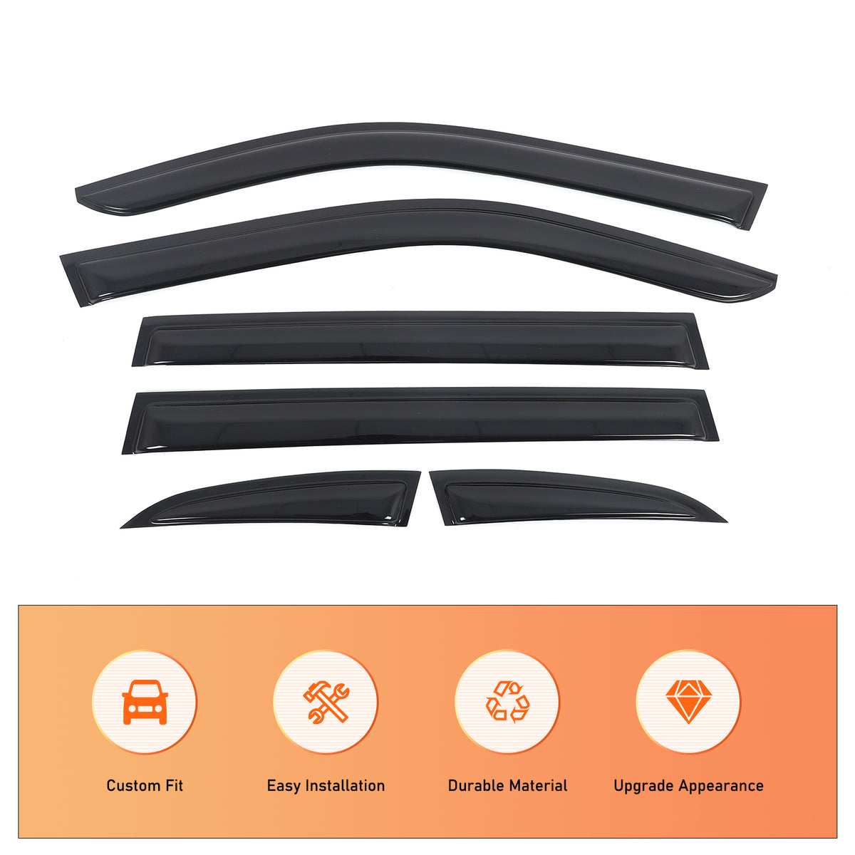 4pcs Original Window Visors Compatible with 25+ Subaru Forester Extra Durable Tape-on, UV Protection Rain Guard, Dark Smoke, In-Channel Style, Original Vent Wind Deflector