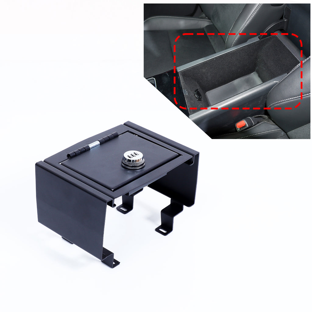Center Console Safe Lock Box Compatible with Toyota Tacoma 2024 2025 Center Armrest Lockbox Security Storage Organizer Box Accessories Carbon Steel Black 1PCS