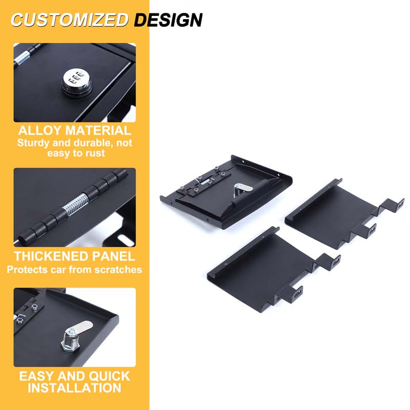 Center Console Safe Lock Box Compatible with Toyota Tacoma 2024 2025 Center Armrest Lockbox Security Storage Organizer Box Accessories Carbon Steel Black 1PCS