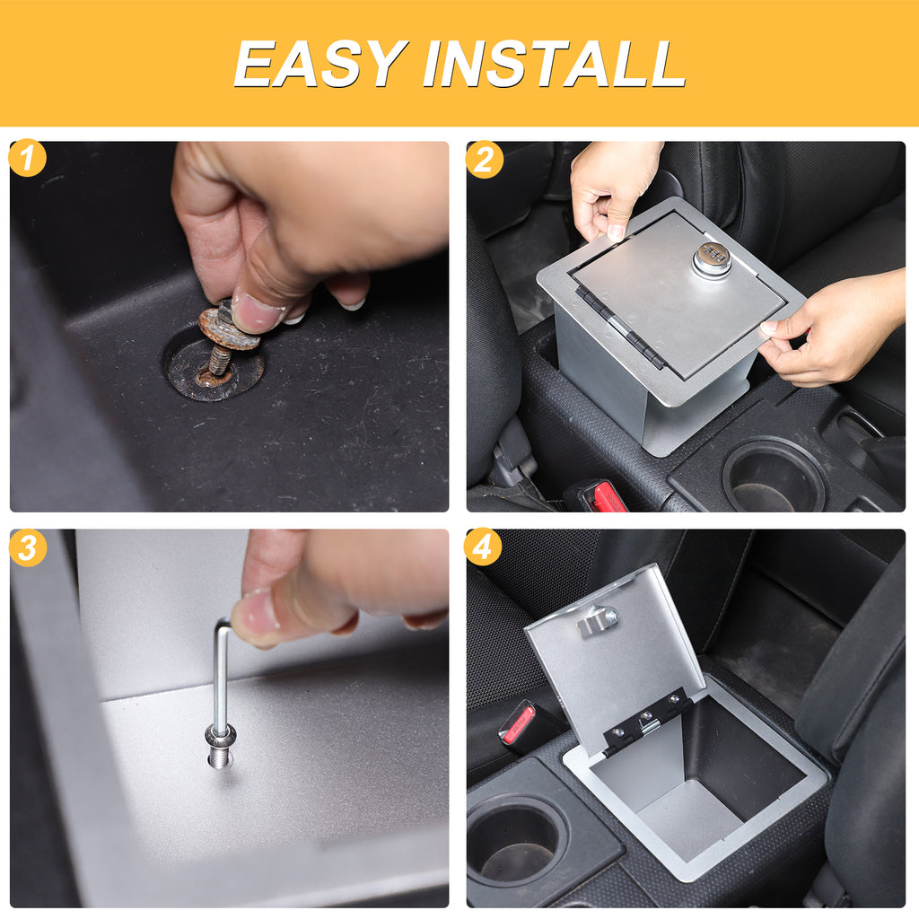 Car Center Console Lock Safe Vault Armrest Storage Compatible Toyot@ FJ Cruiser 2007-2021 Center Console Lock Box Armrest Safe Storage Box Center Console Manager