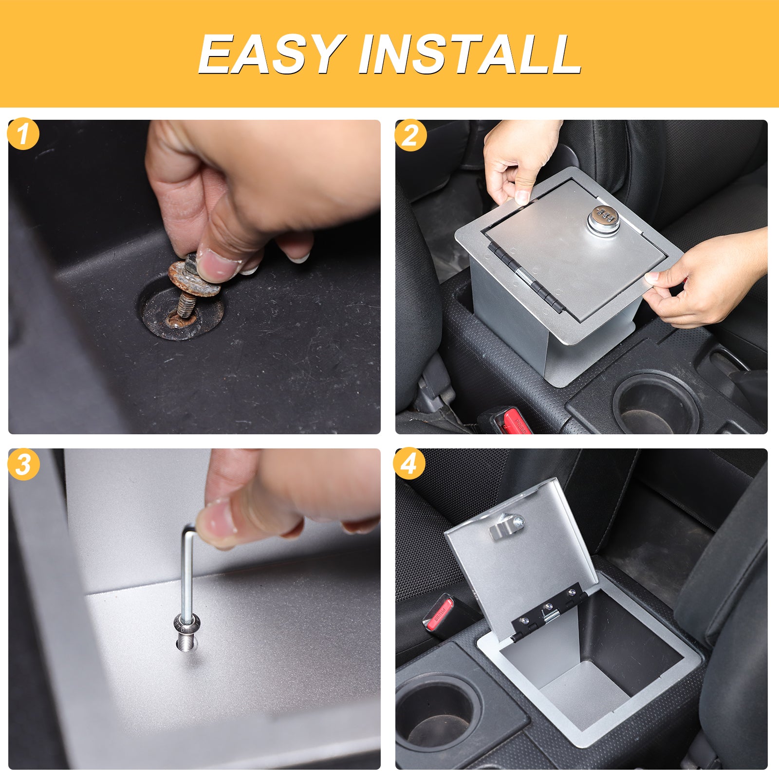 Car Center Console Lock Safe Vault Armrest Storage Compatible Toyot@ FJ Cruiser 2007-2021 Center Console Lock Box Armrest Safe Storage Box Center Console Manager