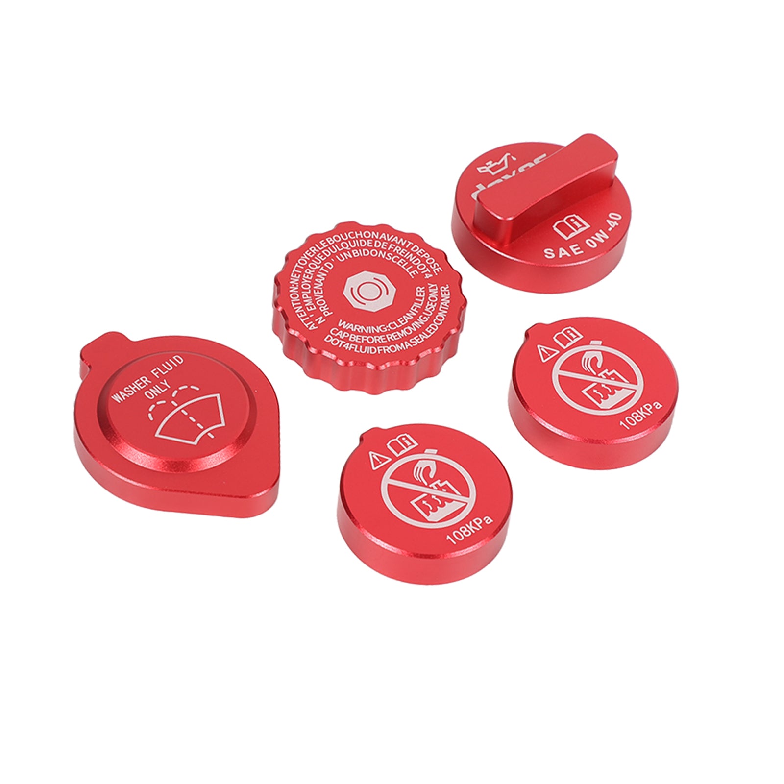 Car Engine Oil Filler Caps Set Compatible with Toyota Tundra 2022-2026 Engine Oil Cap Brake Fluid Cap Wiper Washer Cap Radiator Cap Cover Windshield Wiper Switch Cover Trim Kit Accessories