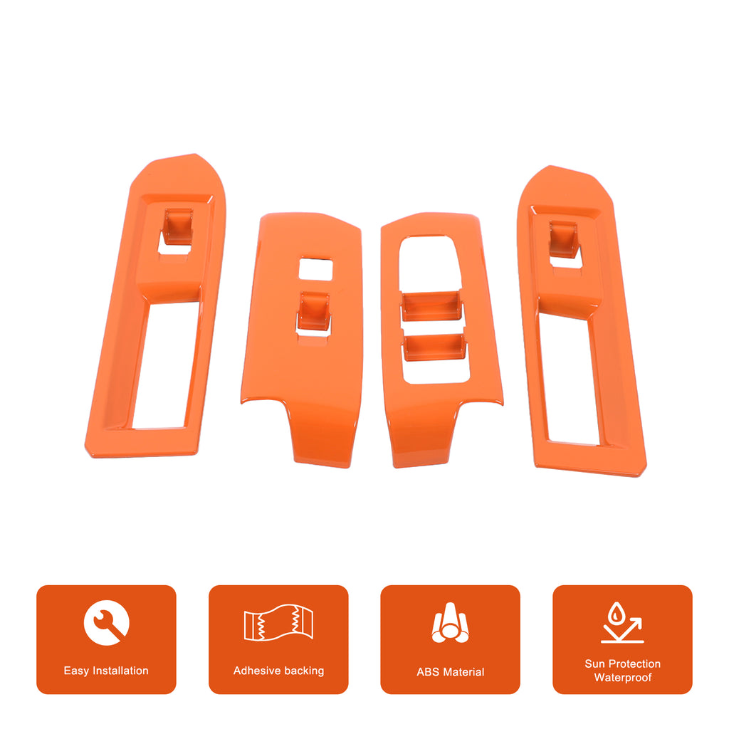 Car Door Window Glass Lift Button Panel Trim Cover Compatible with Toyota Tacoma 2016-2023 Front and Rear 4Pcs Doors Armrest Window Control Power Switch Decorative Frame Sticker Accessories