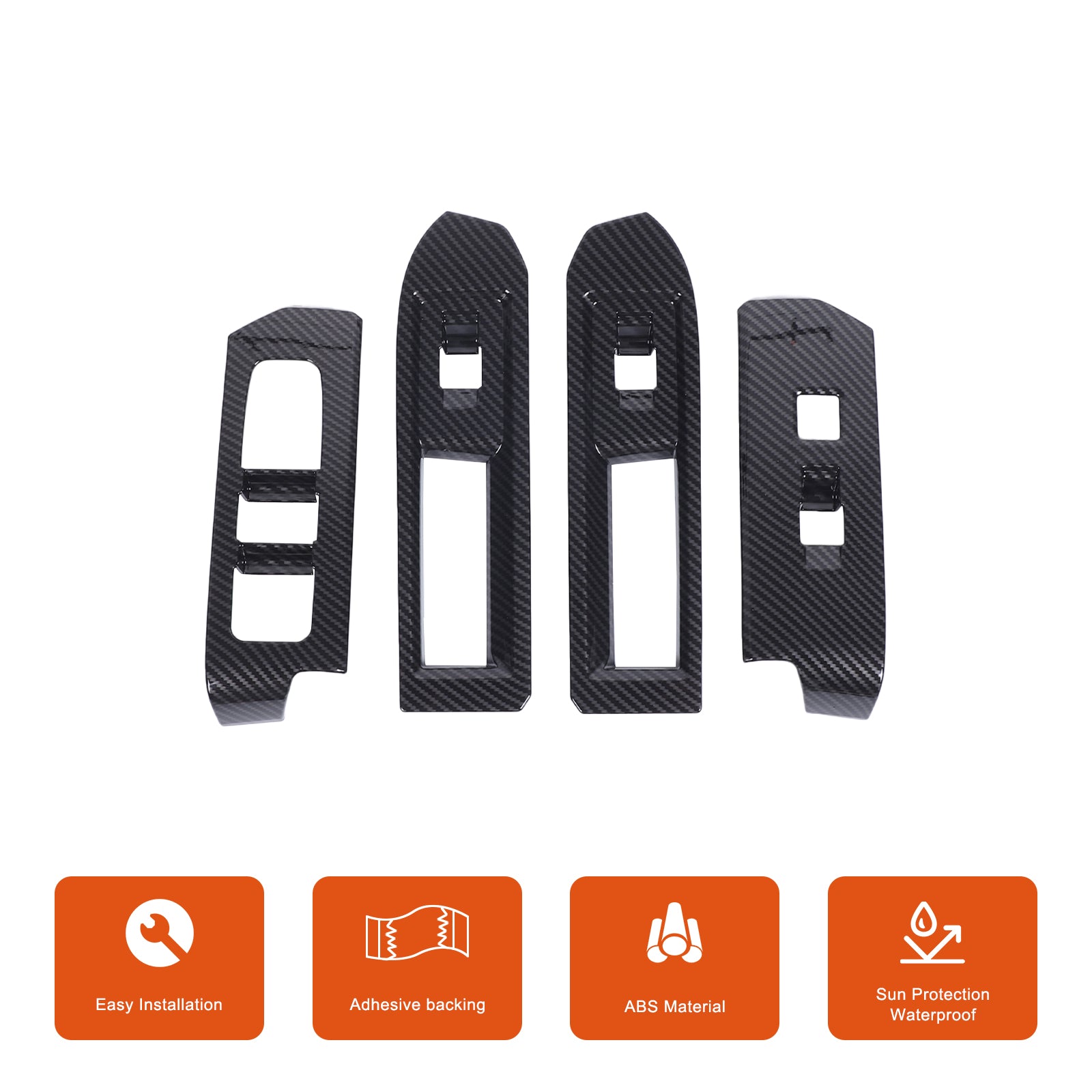 Car Door Window Glass Lift Button Panel Trim Cover Compatible with Toyota Tacoma 2016-2023 Front and Rear 4Pcs Doors Armrest Window Control Power Switch Decorative Frame Sticker Accessories
