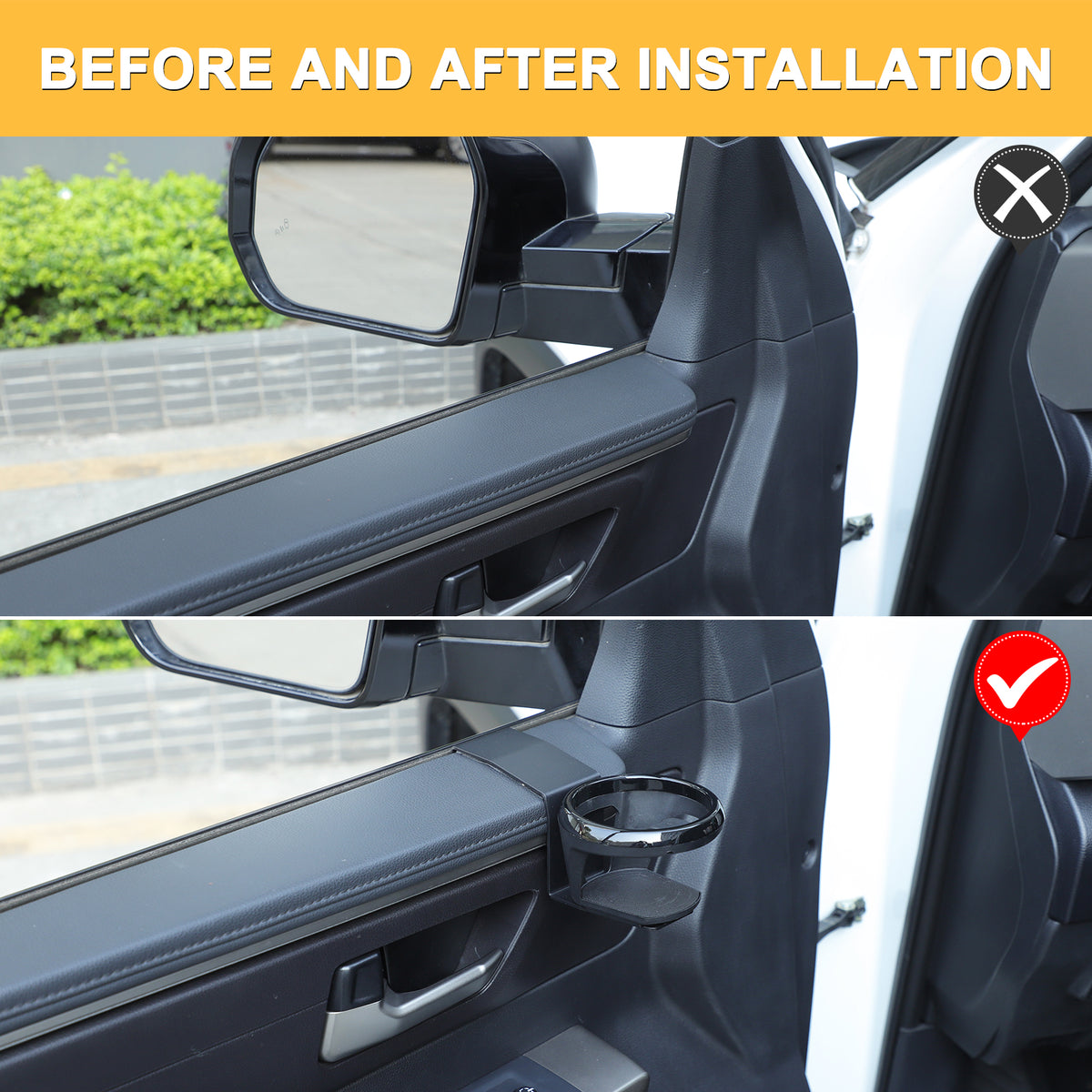 Car Cup Holder Compatible with Toyota Tundra/Sequoia 2022-2026, Driver & Passenger Side Door Panel Cupholder Expander Organizer
