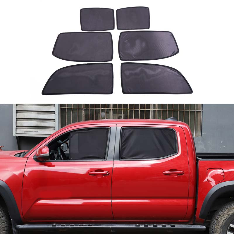 6PCS Full Sun Shades Side and Rear Window Shade Cover Compatible with Toyota Tacoma 2016-2022 Glare UV Protection Breathable Car Privacy Curtains Foldable Heat Insulation Film
