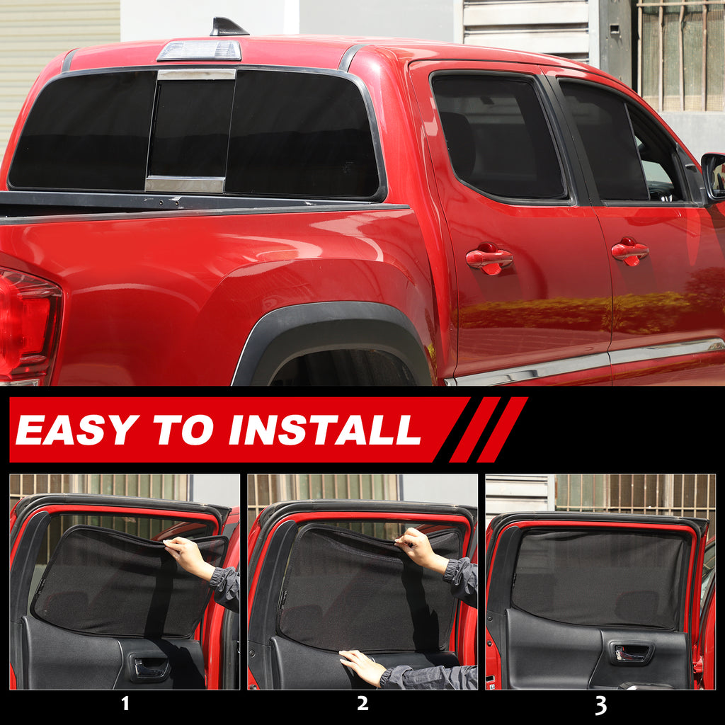 6PCS Full Sun Shades Side and Rear Window Shade Cover Compatible with Toyota Tacoma 2016-2022 Glare UV Protection Breathable Car Privacy Curtains Foldable Heat Insulation Film
