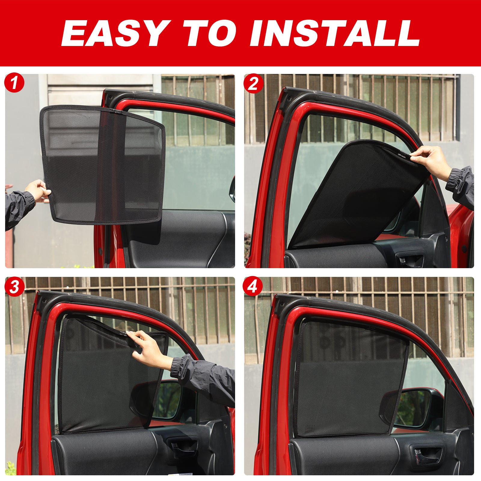 6PCS Full Sun Shades Side and Rear Window Shade Cover Compatible with Toyota Tacoma 2016-2022 Glare UV Protection Breathable Car Privacy Curtains Foldable Heat Insulation Film