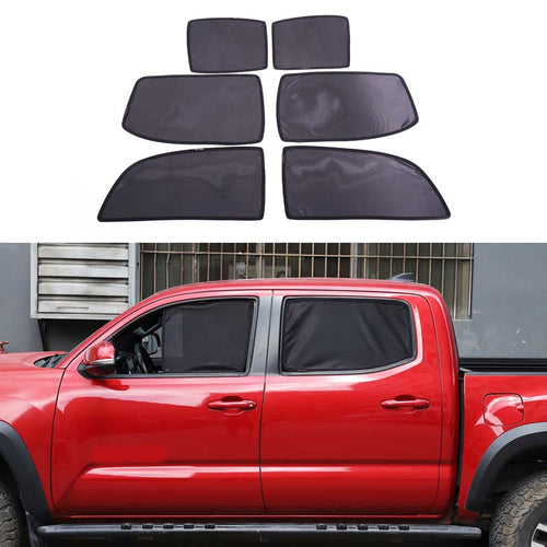 6PCS Full Sun Shades Side and Rear Window Shade Cover Compatible with Toyota Tacoma 2016-2022 Glare UV Protection Breathable Car Privacy Curtains Foldable Heat Insulation Film