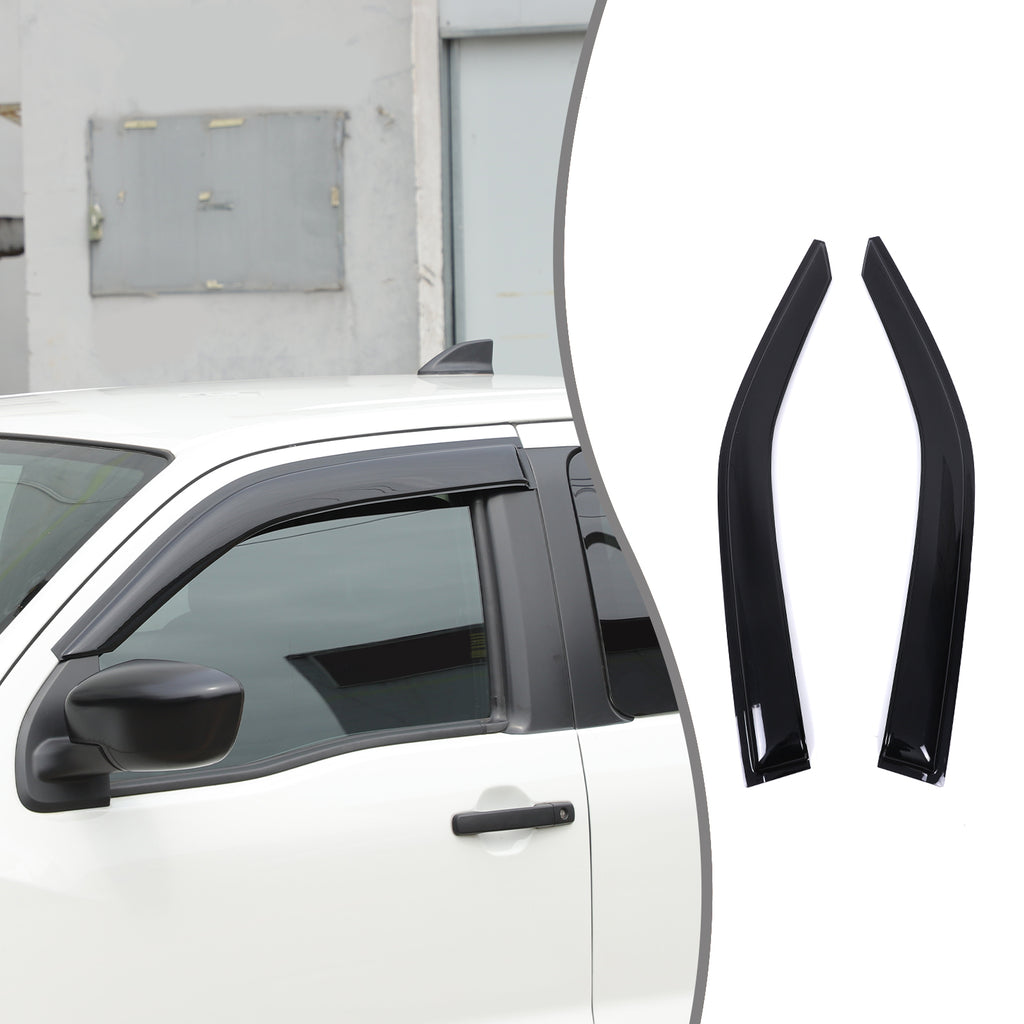 4pcs Original Window Visors Compatible with 2022+ Nissan Frontier Extra Durable Tape-on, UV Protection Rain Guard, Dark Smoke, In-Channel Style, Original Vent Wind Deflector