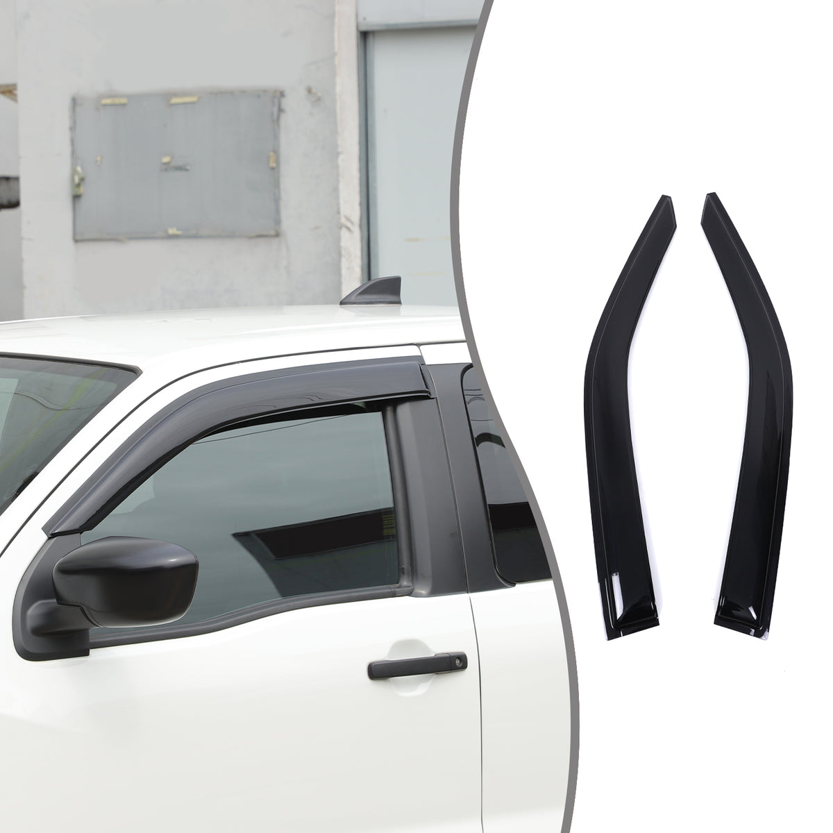 4pcs Original Window Visors Compatible with 2022+ Nissan Frontier Extra Durable Tape-on, UV Protection Rain Guard, Dark Smoke, In-Channel Style, Original Vent Wind Deflector