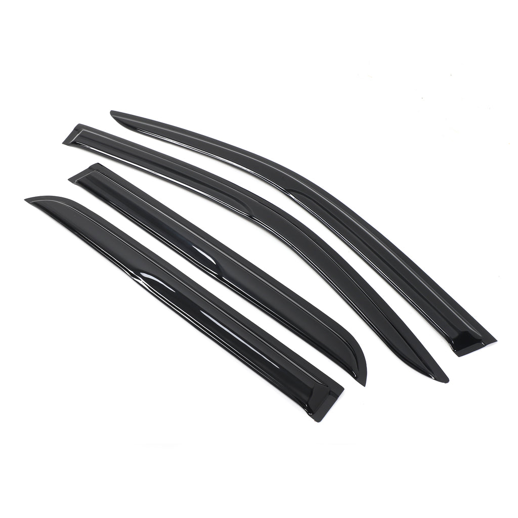 4pcs Original Window Visors Compatible with 2015-2024 Toyota Hilux Extra Durable Tape-on, UV Protection Rain Guard, Dark Smoke, In-Channel Style, Original Vent Wind Deflector(Four-Door Version)