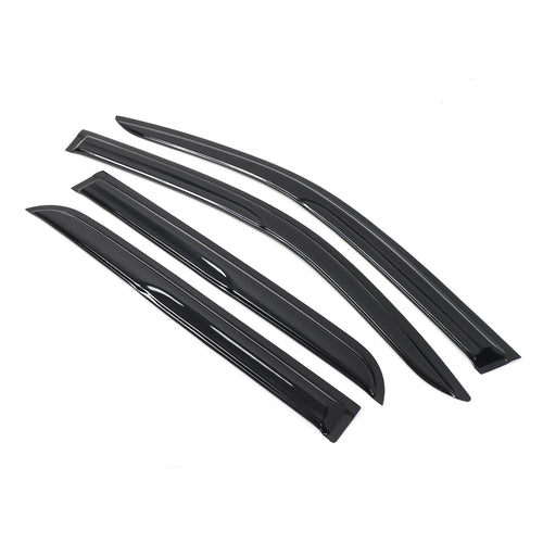 4pcs Original Window Visors Compatible with 2015-2024 Toyota Hilux Extra Durable Tape-on, UV Protection Rain Guard, Dark Smoke, In-Channel Style, Original Vent Wind Deflector(Four-Door Version)