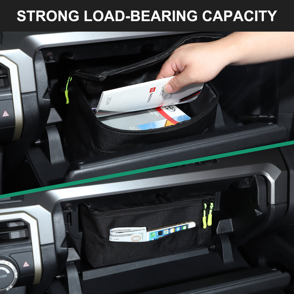 Car Glove Box Organizer Compatible with Toyota Tacoma 2024 2025 Accessories Passenger Glove Box Pockets Bag