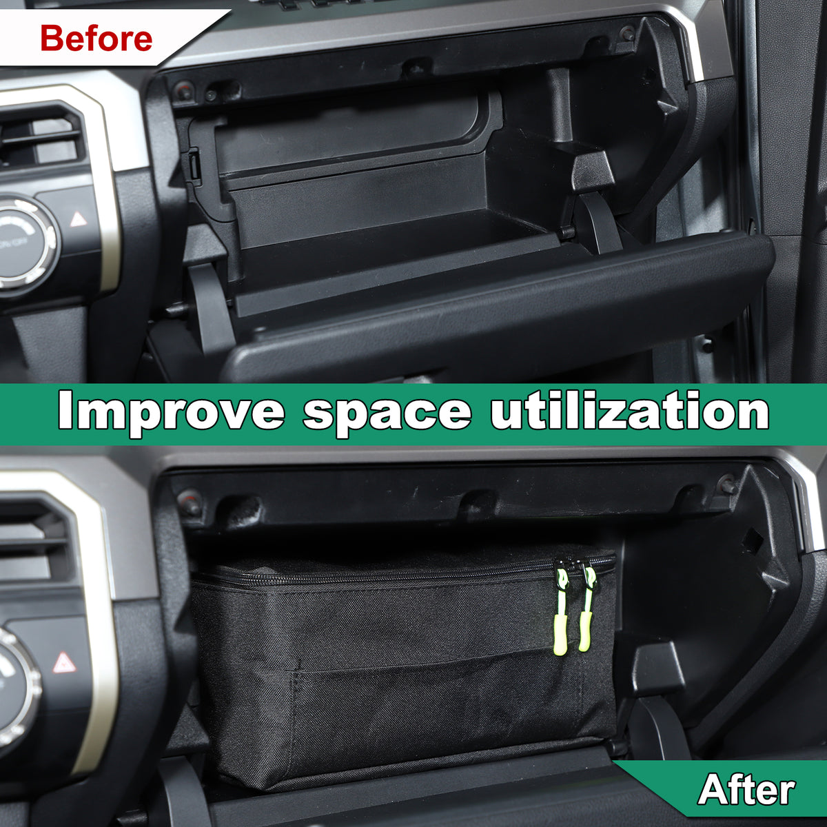 Car Glove Box Organizer Compatible with Toyota Tacoma 2024 2025 Accessories Passenger Glove Box Pockets Bag