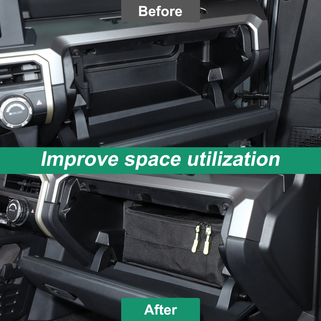 Car Glove Box Organizer Compatible with Toyota Tacoma 2024 2025 Accessories Passenger Glove Box Pockets Bag