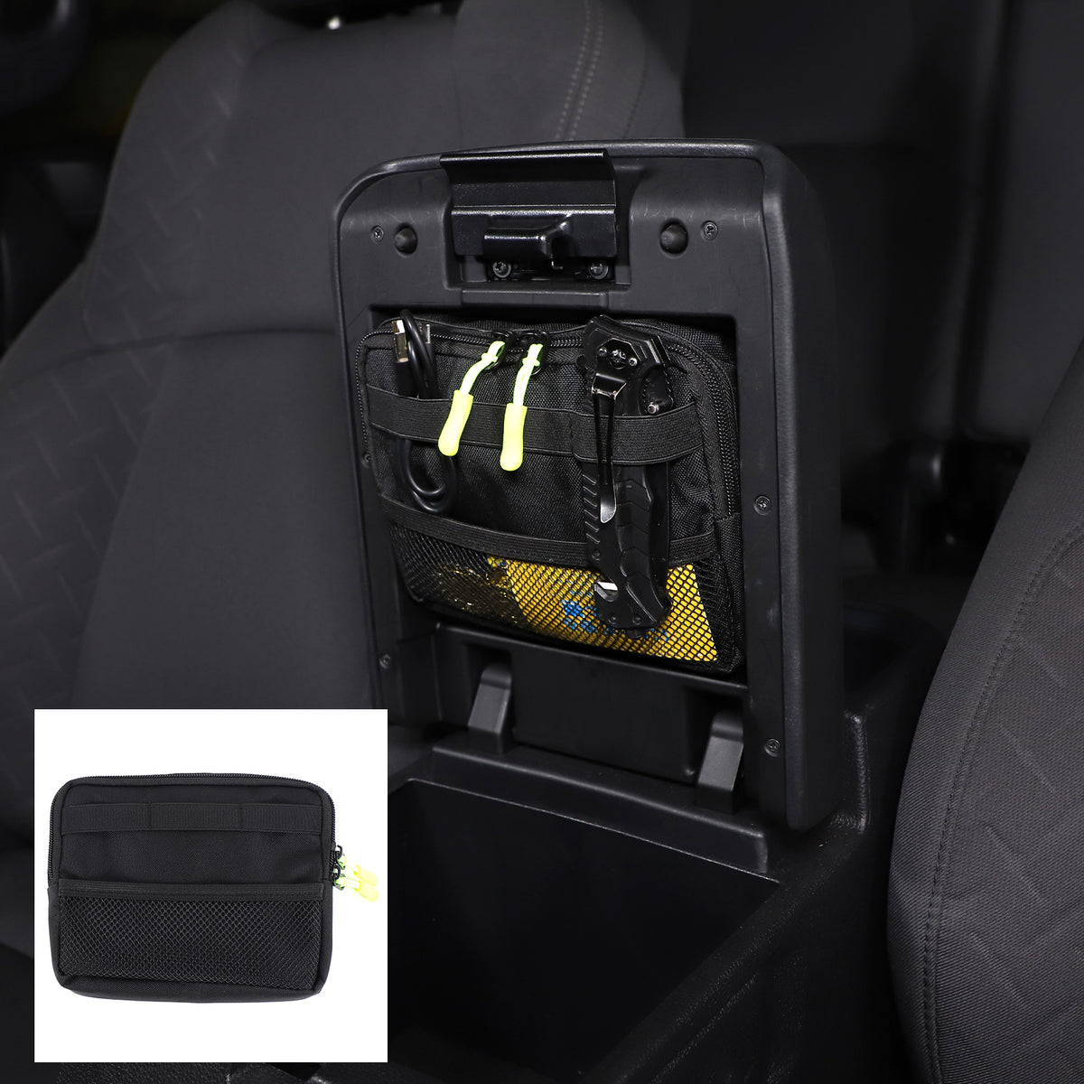 Center Console Hidden Storage Bag Compatible with Toyota Tacoma 2024-2026, Armrest Privacy Insert Box Organizer Bag