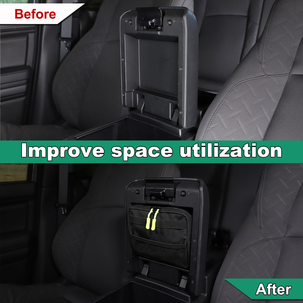 Center Console Hidden Storage Bag Compatible with Toyota Tacoma 2024-2026, Armrest Privacy Insert Box Organizer Bag