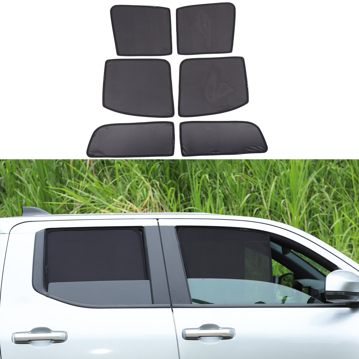 Car Window Shade Compatible with Toyota Tacoma 2024-2026, Front Rear Mesh Side Window Sun Shade Glare Shield and UV Rays Protection