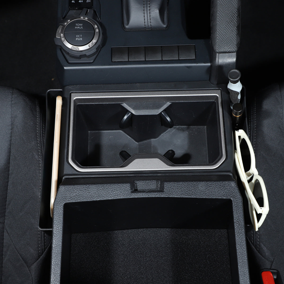 Center Console Hanging Box for 2024+ Toyota Tacoma/2025+ Center Console Organizer Accessories Console Left & Right Phone Pocket Gear Shift Side Organizer