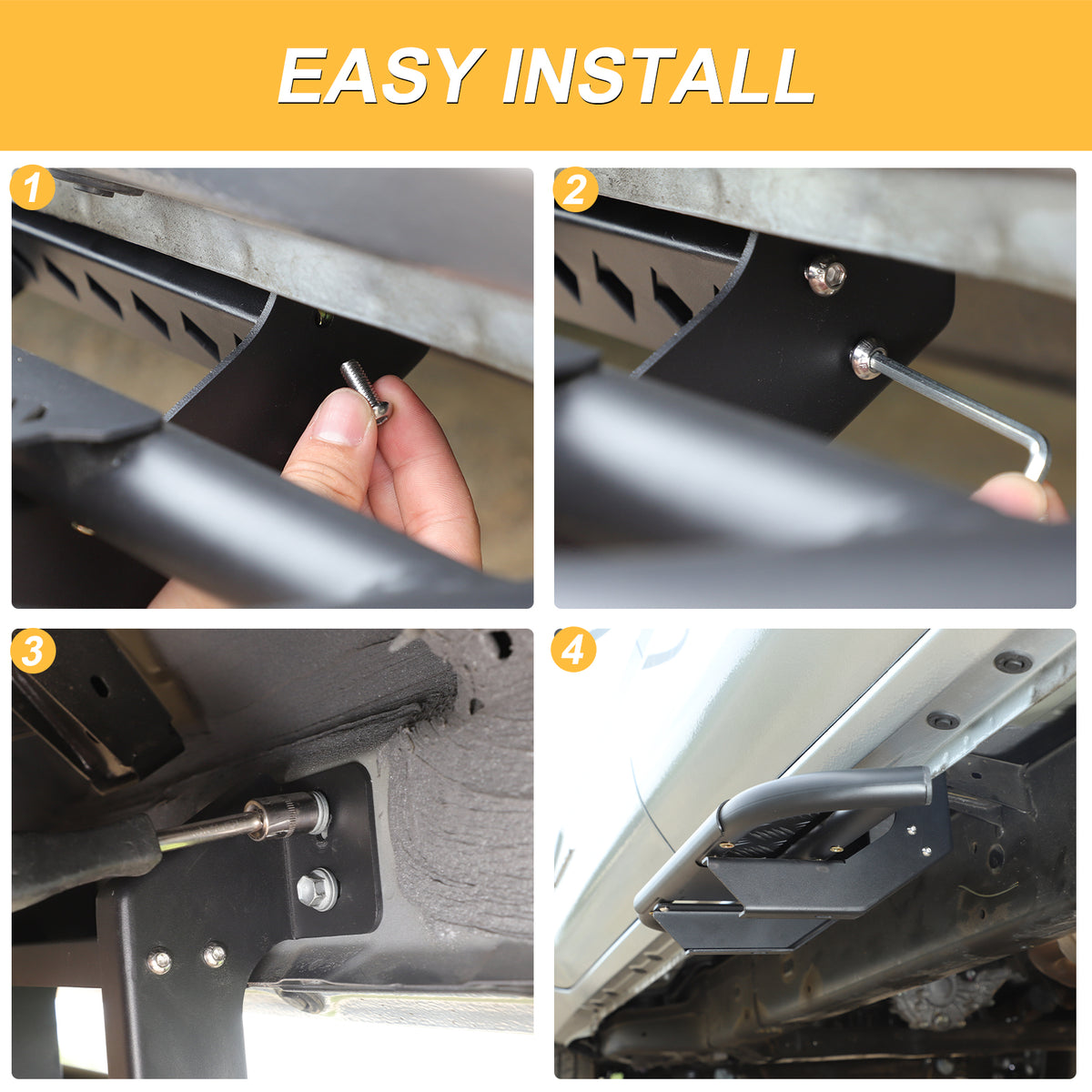 Door Side Steps Running Boards Compatible with Toyota Tacoma 2024 2025 2026, Door Side Step Rails Carbon Steel