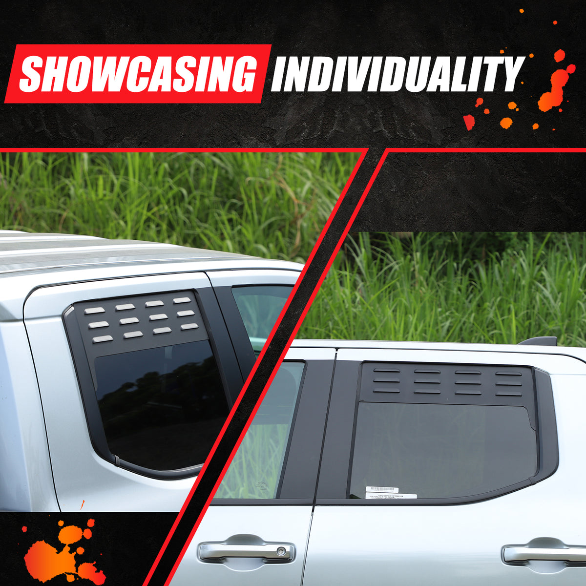 Car Window Air Vent Compatible with Toyota Tacoma 2024-2026, Front Rear Side Window Louvers Air Vent Cover