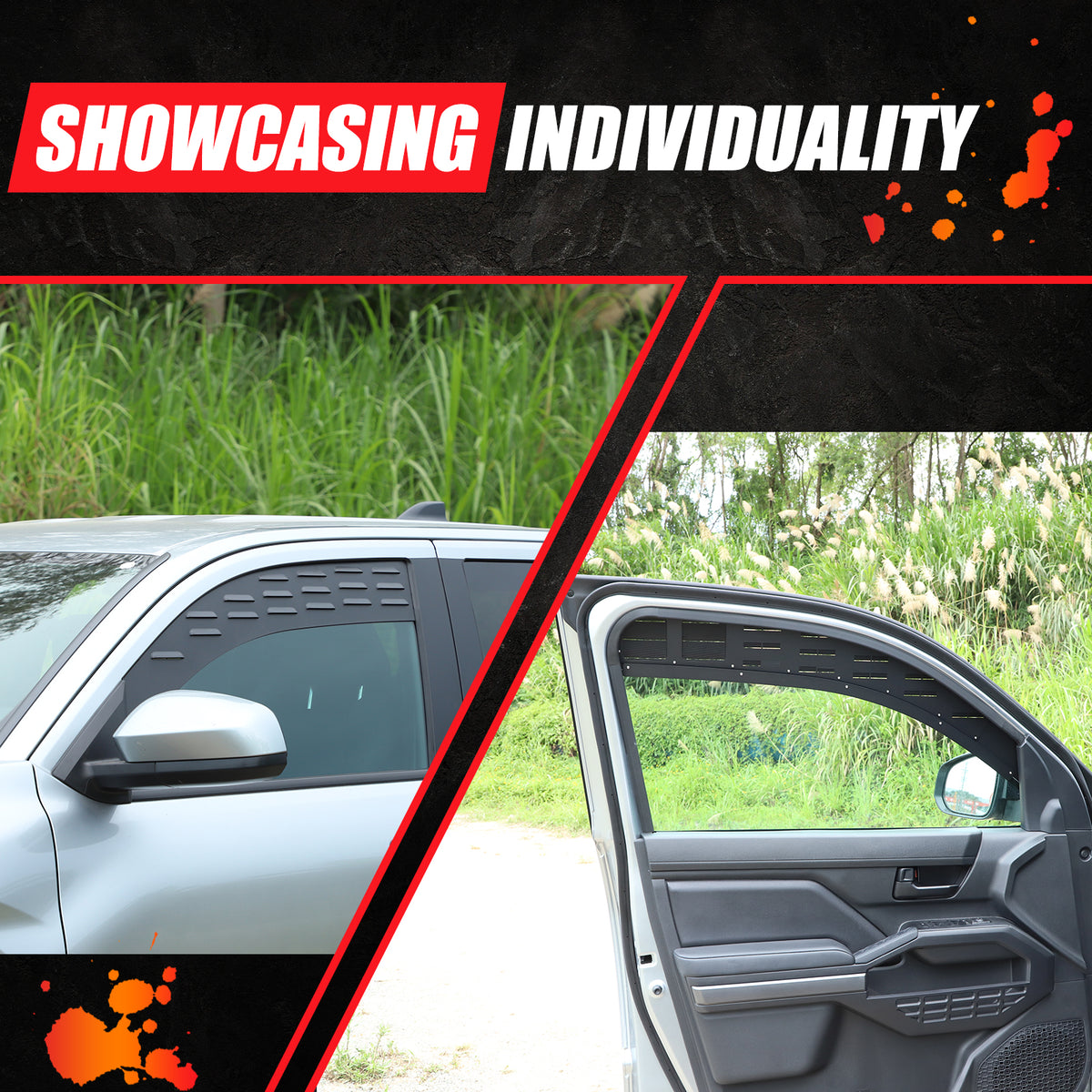 Car Window Air Vent Compatible with Toyota Tacoma 2024-2026, Front Rear Side Window Louvers Air Vent Cover