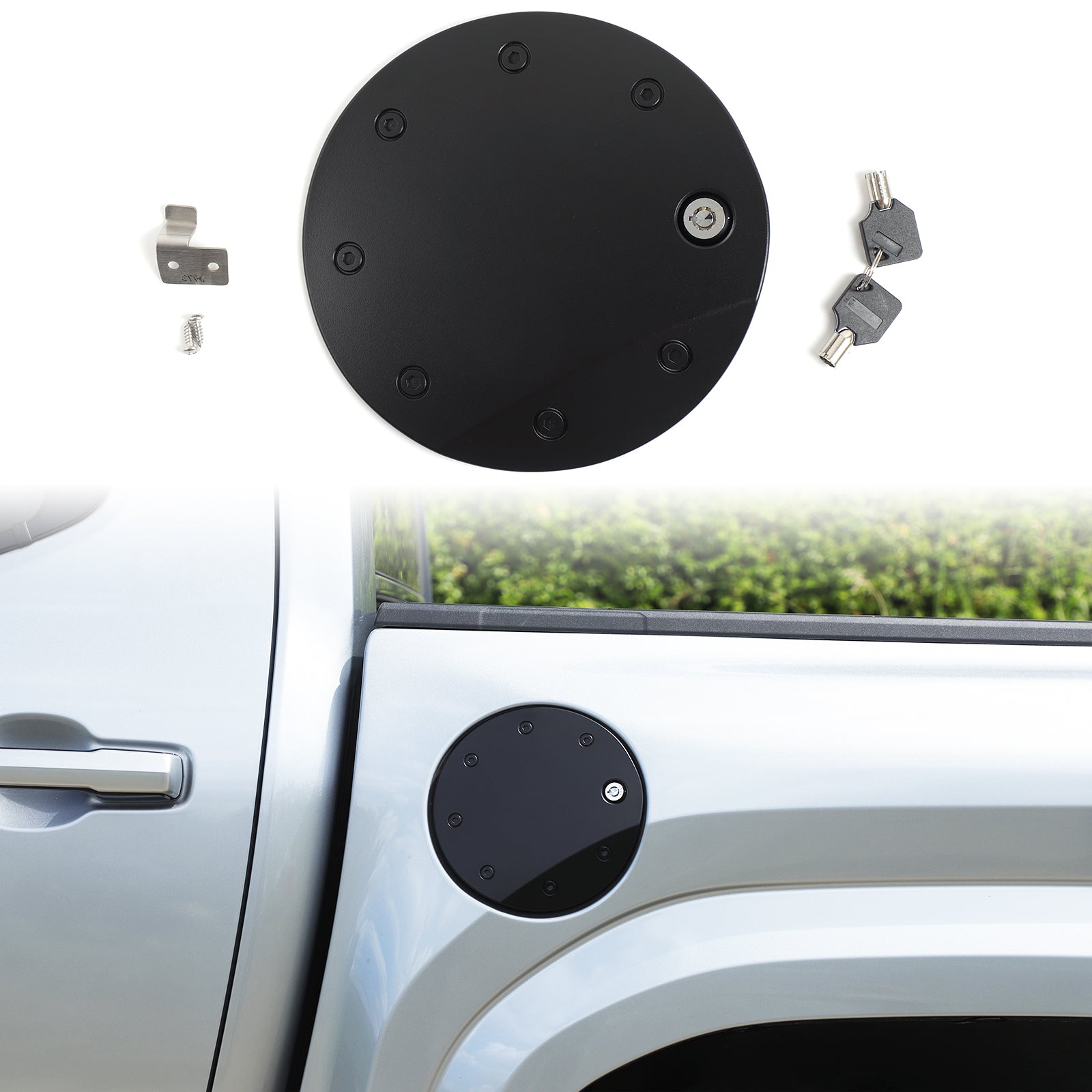 Fuel Filler Door Locking Gas Tank Cap Cover Compatible with 4th Gen Toyota Tacoma 2024 2025 2026, Not Suitable for 6ft Bed