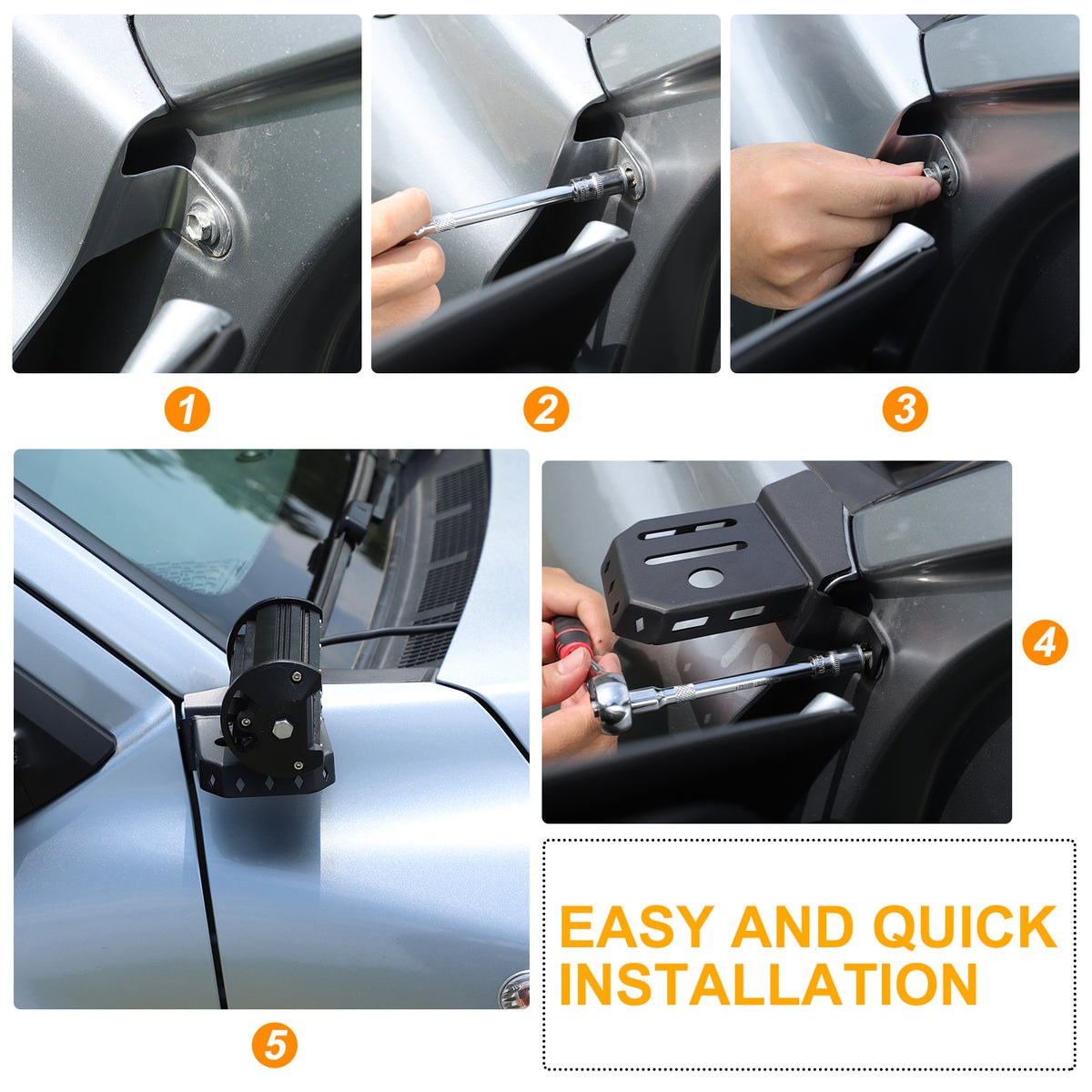 Car Hood Light Mount Bracket Compatible with Toyota Tacoma 2024-2026, Front Hood LED Pod Light Spotlight Work Light Mount Bracket Antenna Ditch Bracket Extension Accessories