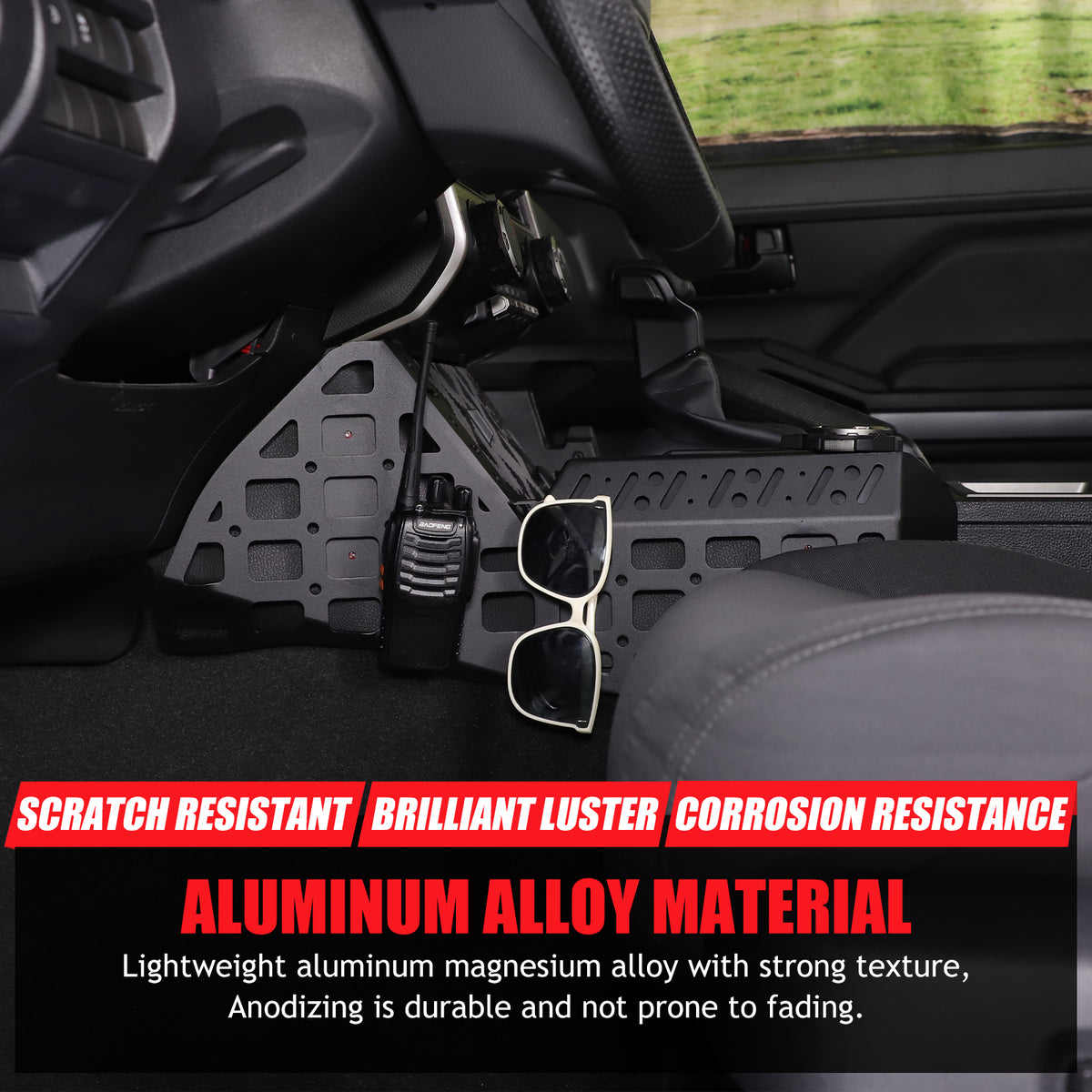 Center Console Side Storage Molle Compatible with Toyota Tacoma 2024 2025 2026 Gear Shifter Side Hanging Organizer Molle, 2Pcs