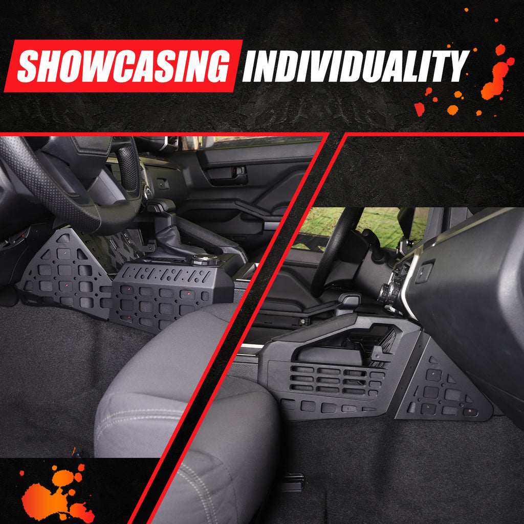 Center Console Side Storage Molle Compatible with Toyota Tacoma 2024 2025 2026 Gear Shifter Side Hanging Organizer Molle, 2Pcs