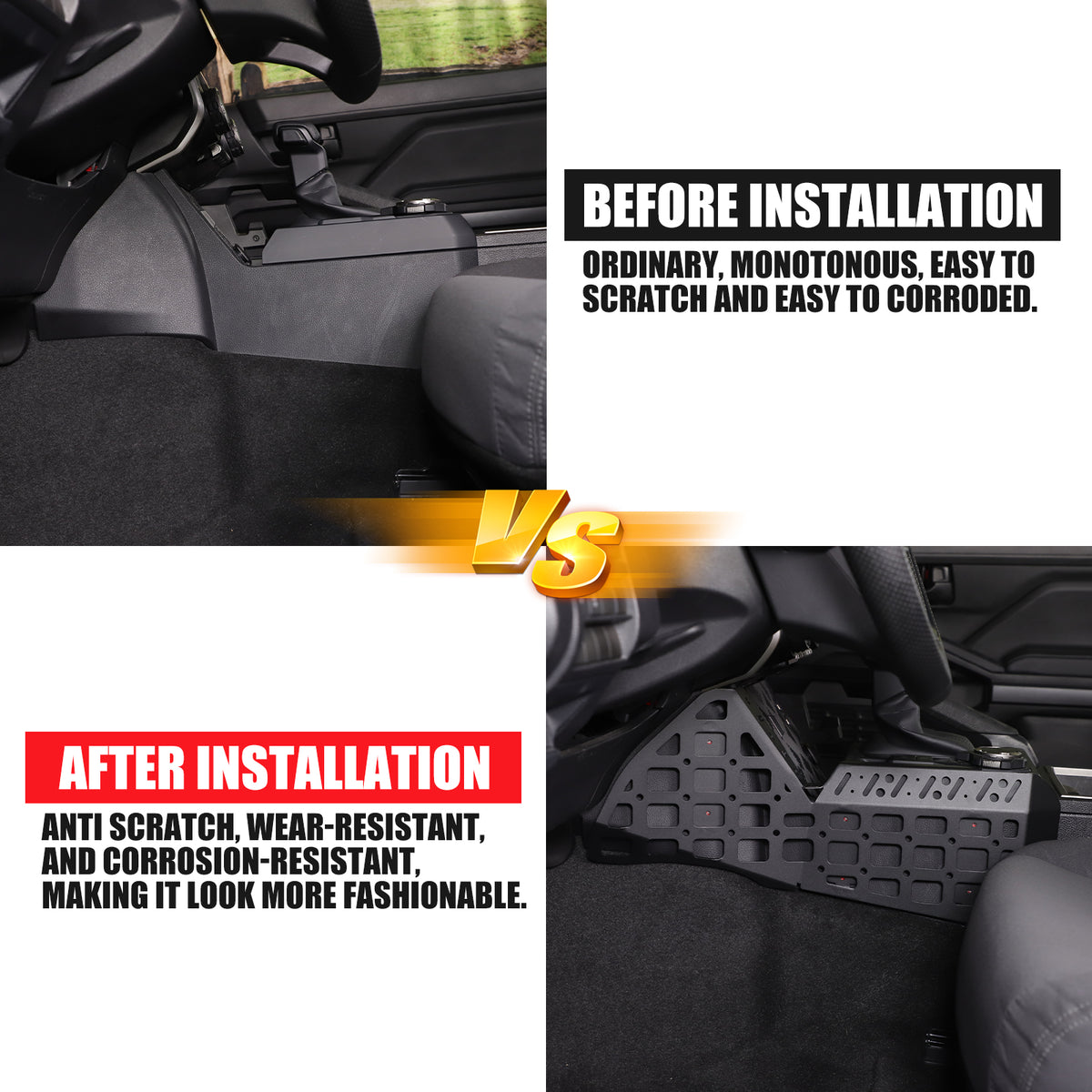 Center Console Side Storage Molle Compatible with Toyota Tacoma 2024 2025 2026 Gear Shifter Side Hanging Organizer Molle, 2Pcs