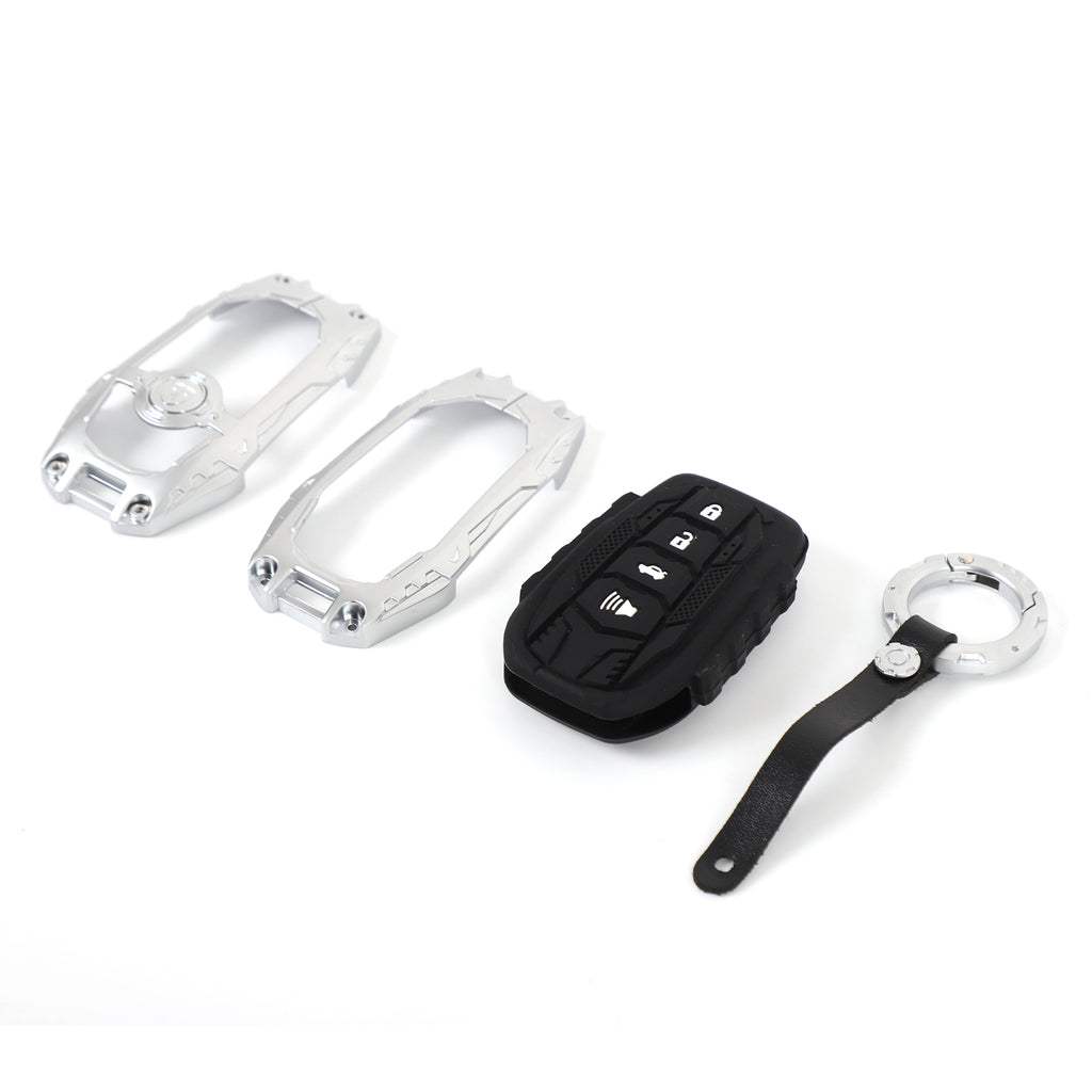 Car Key Fob Case Cover Compatible with Toyota Tundra 2022-2026 & Tacoma 2024 2025 2026 Pickup Full Protection Keyfob Trim Cover Auto Smart Remote Key Protector Shell Accessories