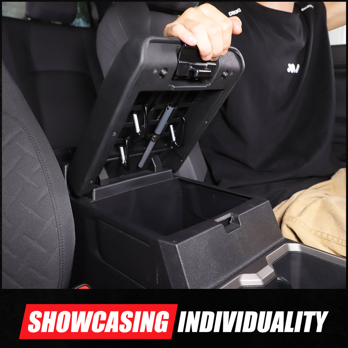 Center Console Molle Panel Compatible with Toyota Tacoma 2024 2025 Armrest Box Cover Organizer Storage Basket Car Interior Organizer Accessories 1PCS