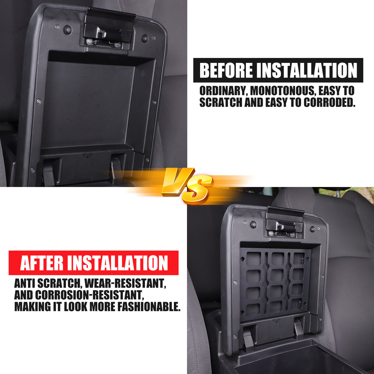 Center Console Molle Panel Compatible with Toyota Tacoma 2024 2025 Armrest Box Cover Organizer Storage Basket Car Interior Organizer Accessories 1PCS