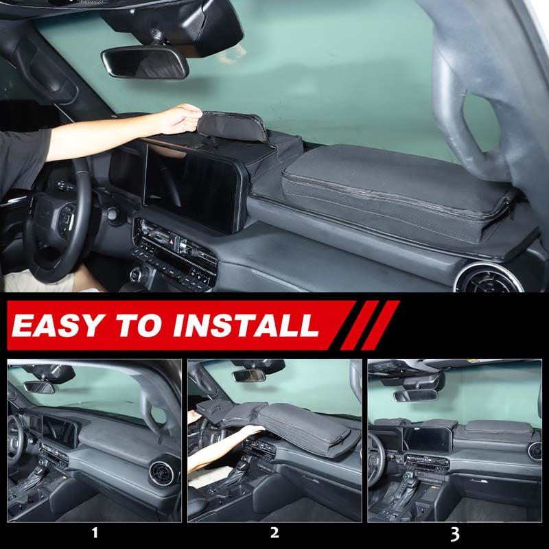 Car Dash Mat Cover Compatible with Toyota Land Cruiser Prado J250 LC250 2024-2026 Car Dashboard Cover Sun Shade Pad Anti-Slip Dash Board Accessories Not Fit HUD Models (Black, With Storage Bag)