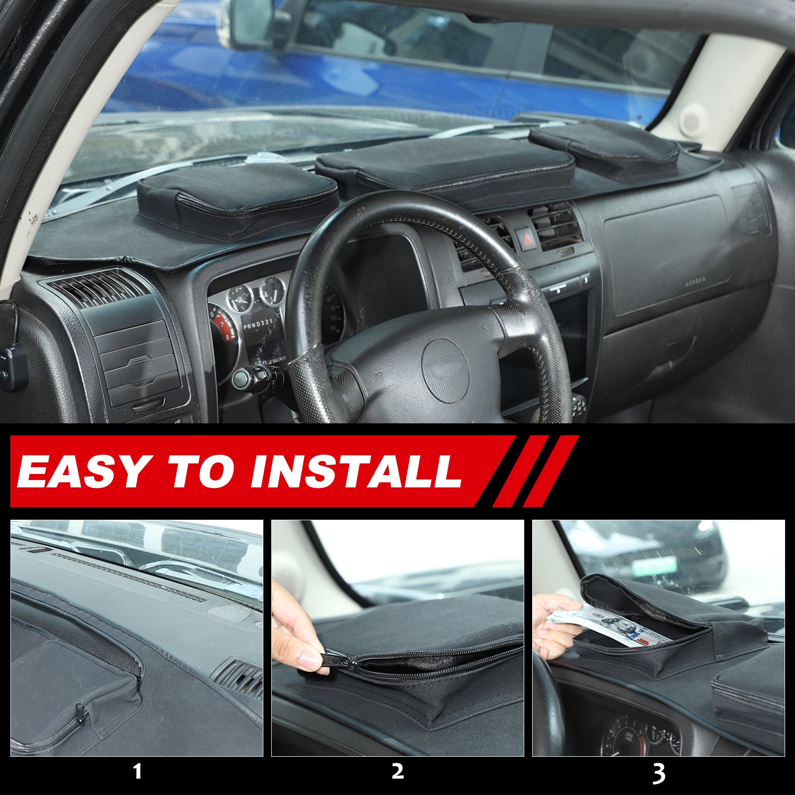 Dash Cover Mat Compatible with Hummer H3 2005-2009 Dashboard Pad Carpet Center Console Sun Shade Cover with Storage Bag, Keeps Your Vehicle Cool