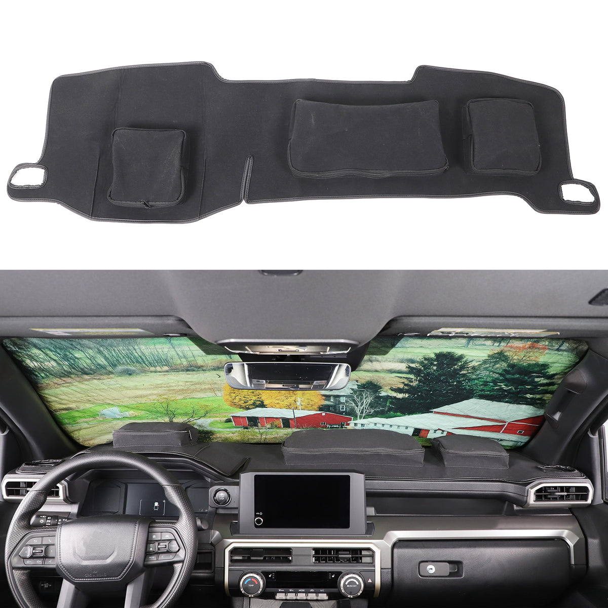 Dashboard Cover Mat Compatible with Toyota Tacoma 2024-2026, Car Dash Cover Nonslip Dash Mat Pad Sunshade Glare UV Rays Protector Accessories