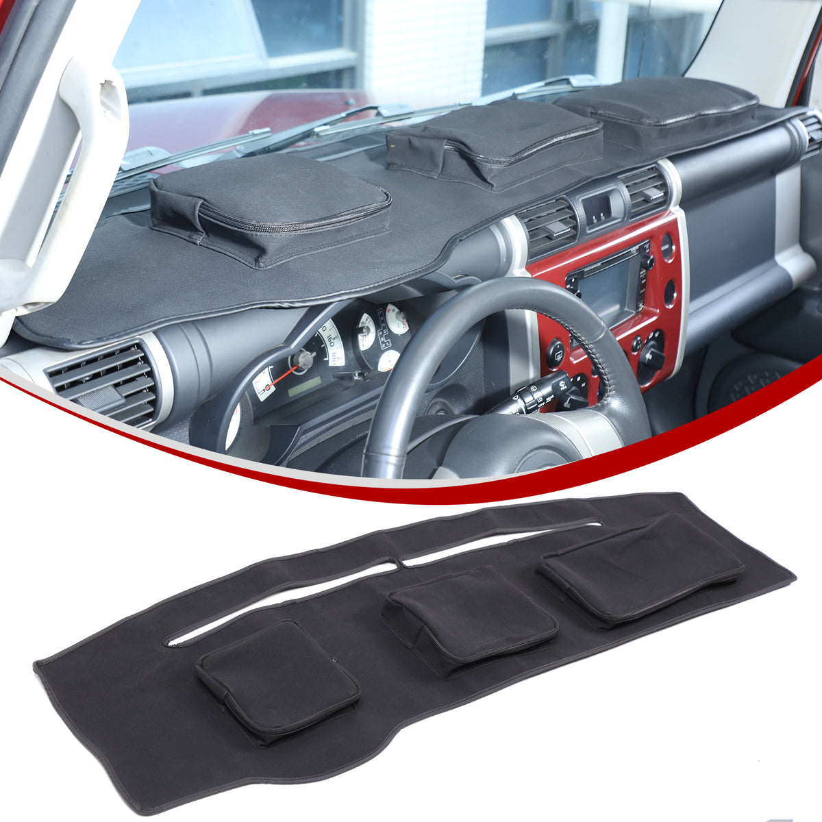 Dashboard Cover Mat Compatible with Toyota FJ Cruiser 2007-2021, Car Dash Cover Nonslip Dash Mat Pad Sunshade Glare UV Rays Protector Accessories