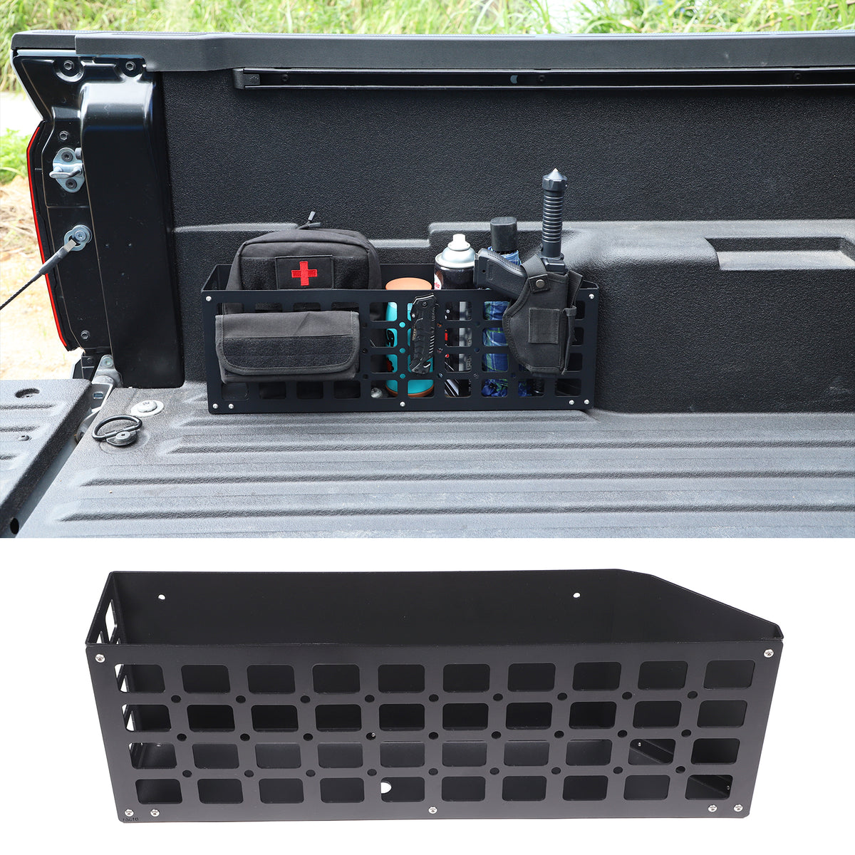 Trunk Storage Basket Compatible with Toyota Tacoma 2024 2025 2026, Aluminum Alloy Cargo Trunk Organizer Accessories