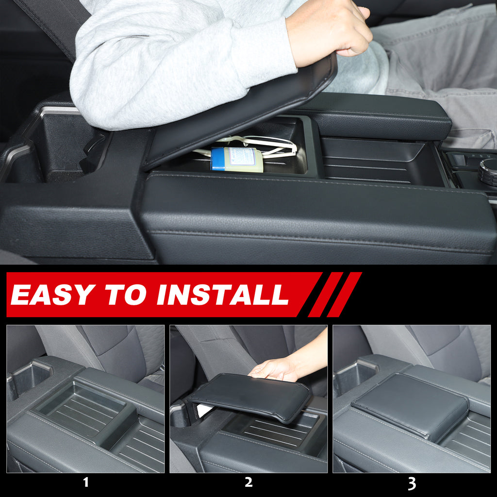 Car Center Control Armrest Storage Box Cover Compatible with Toyota Tundra/Sequoia 2022–2025 Interior Armrest Cover, Bowl Trim Cover, Armrest Storage Box Slot Cover Accessories—High-End Configuration