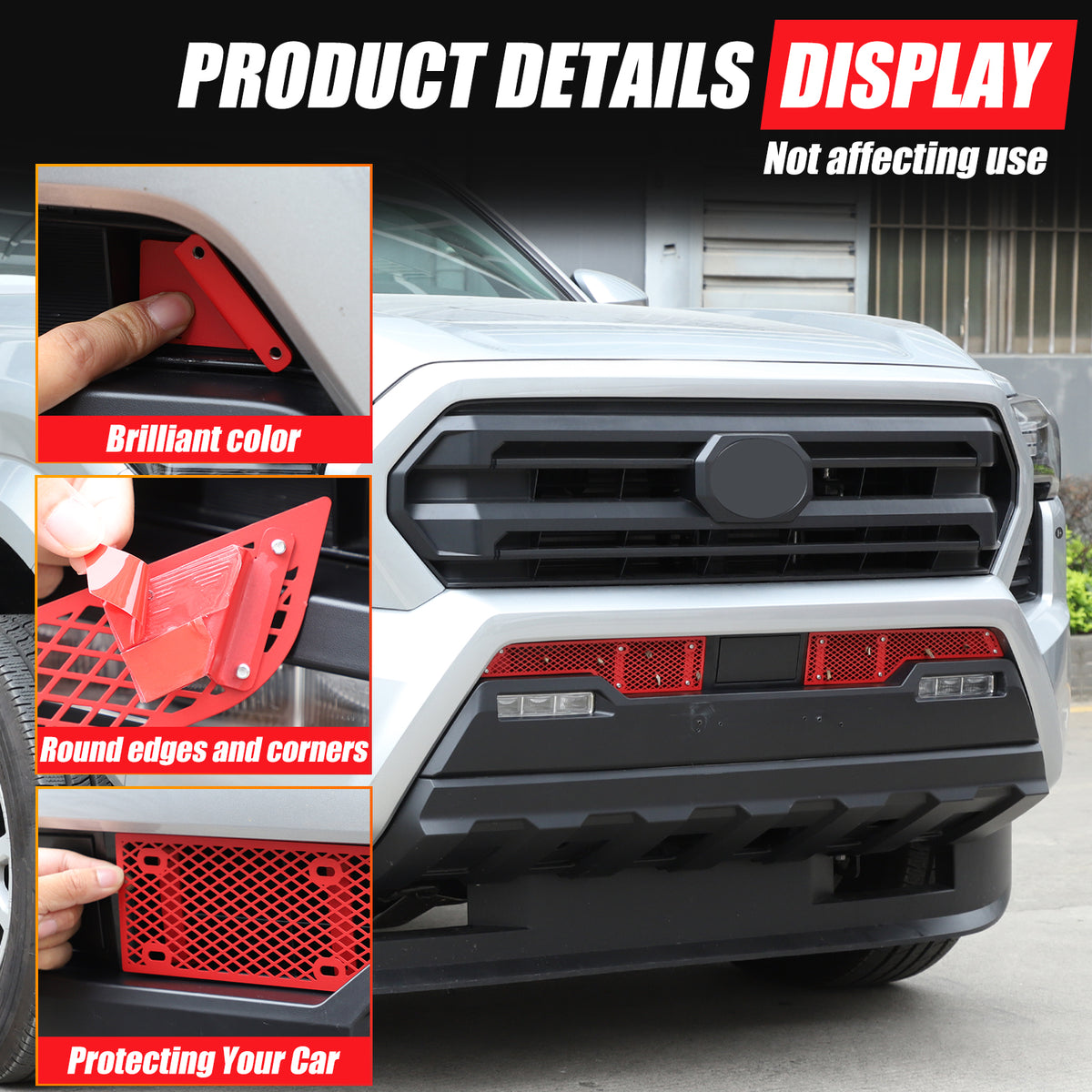 Front Grill Vent Mesh Cover Compatible with Toyota Tacoma 2024 2025 2026, Stainless Steel Car Exterior Protection Accessories